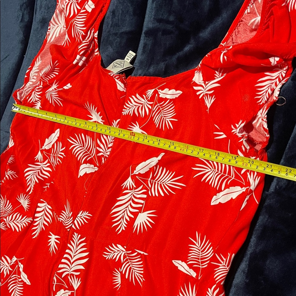 St. John's Bay Red Leaf Print Jumpsuit - Picture 9 of 10